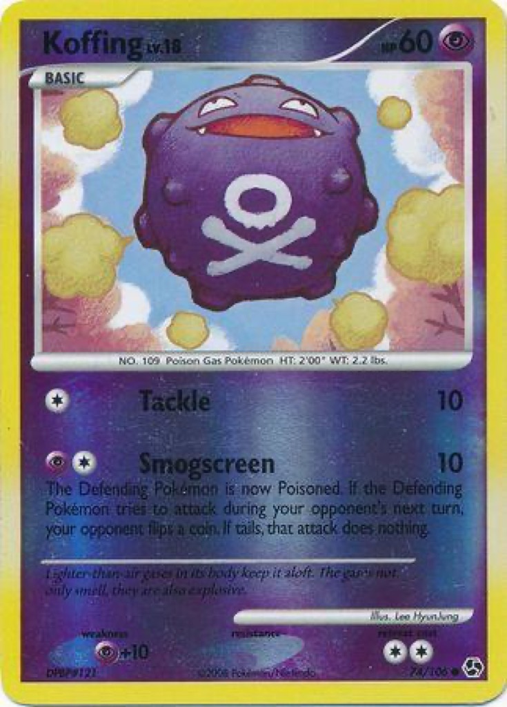 Reverse Holo Koffing 74/106, Great Encounters Pokémon card