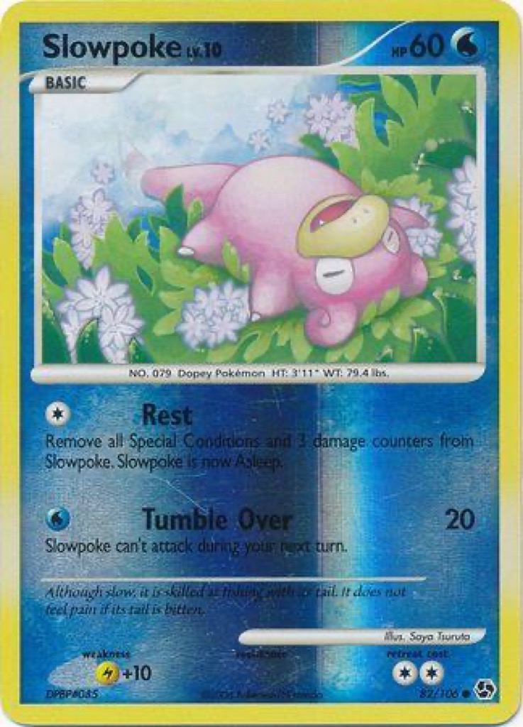 Reverse Holo Slowpoke 82/106, Great Encounters Pokémon card
