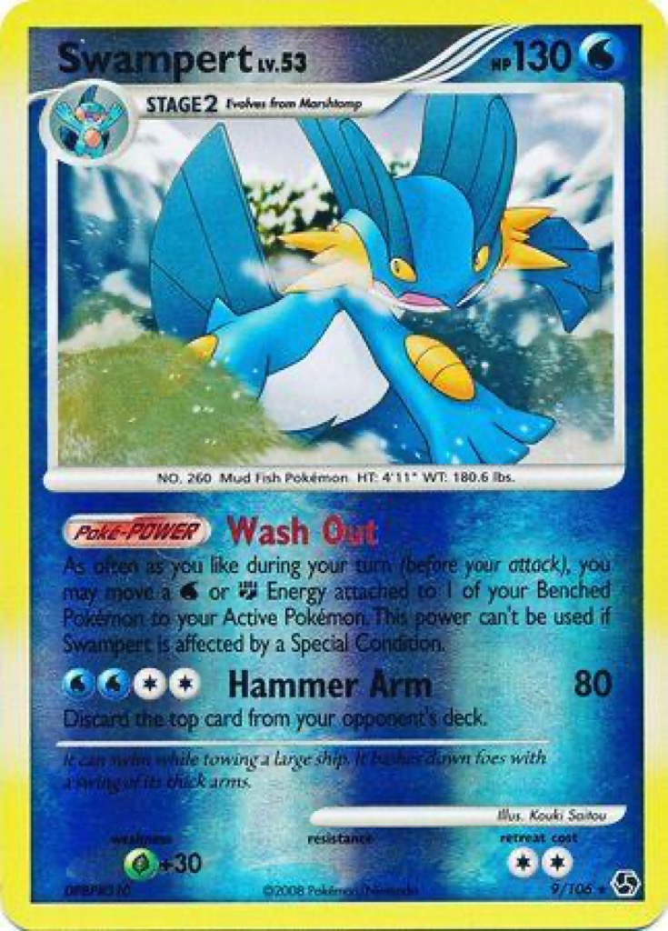 Reverse Holo Swampert 9/106, Great Encounters Pokémon card