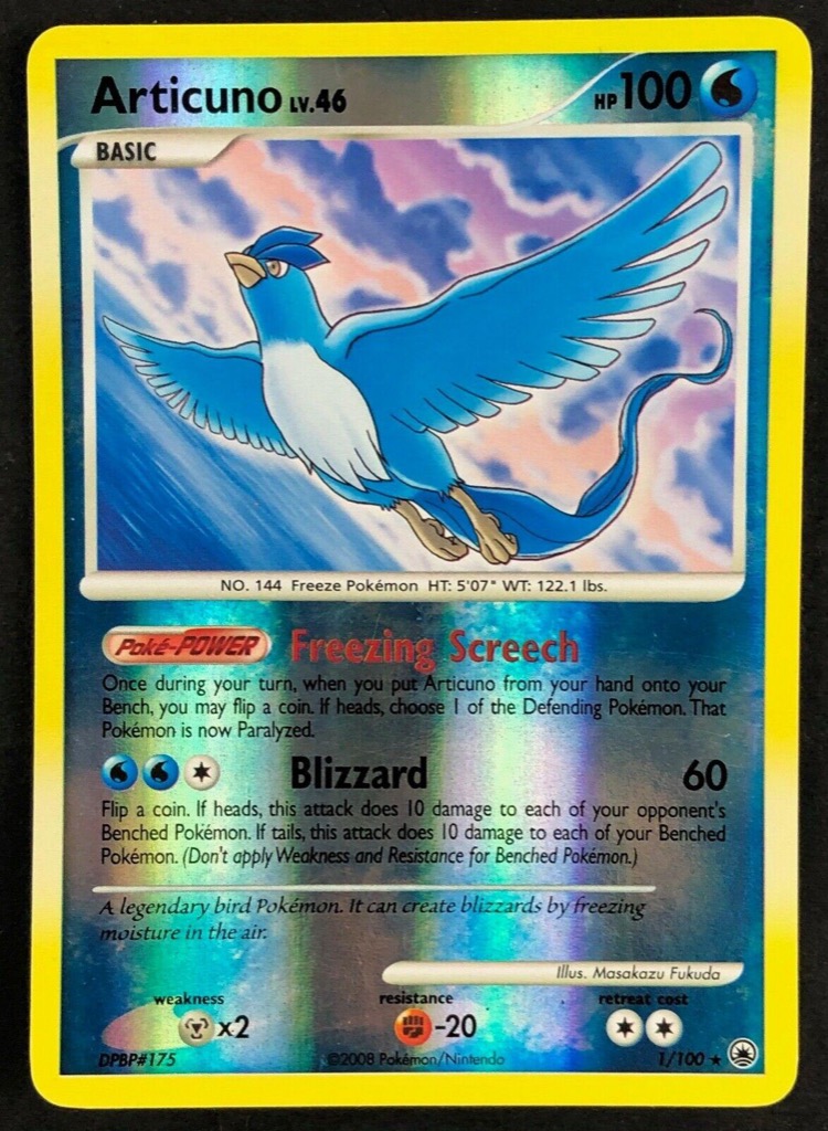 Reverse Holo Articuno 1/100, Majestic Dawn Pokémon card