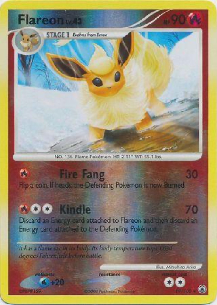 Reverse Holo Flareon 19/100, Majestic Dawn Pokémon card