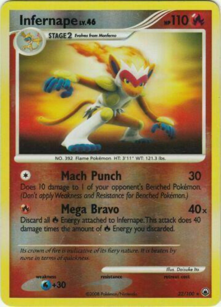 Reverse Holo Infernape 22/100, Majestic Dawn Pokémon card