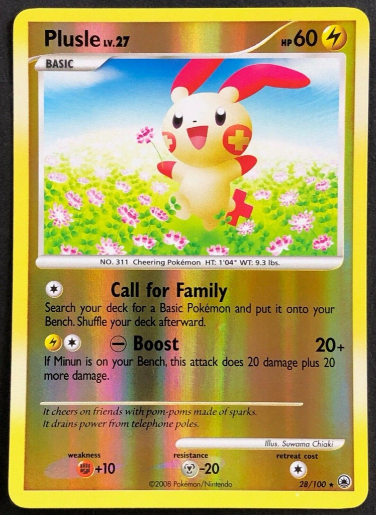 Reverse Holo Plusle 28/100, Majestic Dawn Pokémon card