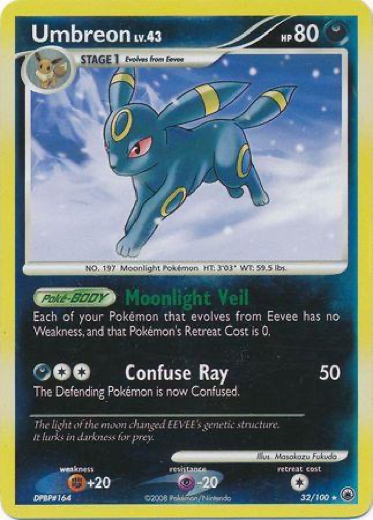 Reverse Holo Umbreon 32/100, Majestic Dawn Pokémon card