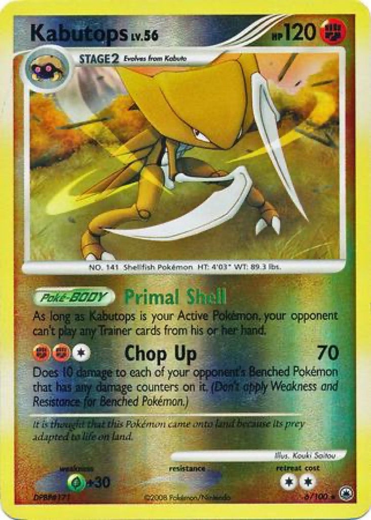 Reverse Holo Kabutops 6/100, Majestic Dawn Pokémon card