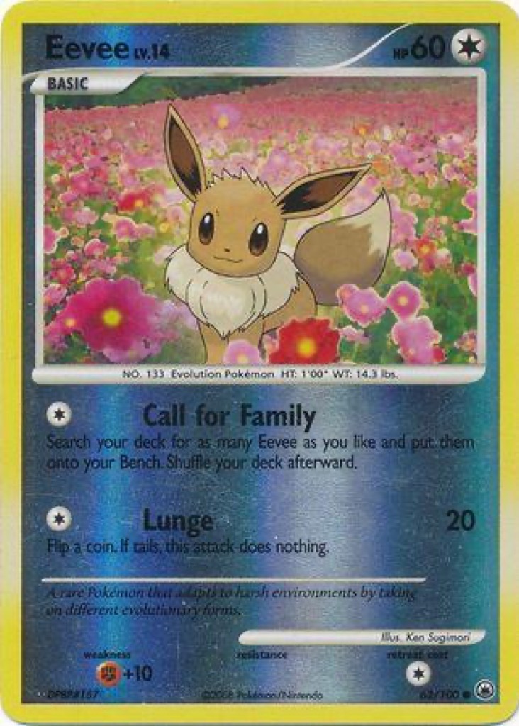 Reverse Holo Eevee 62/100, Majestic Dawn Pokémon card
