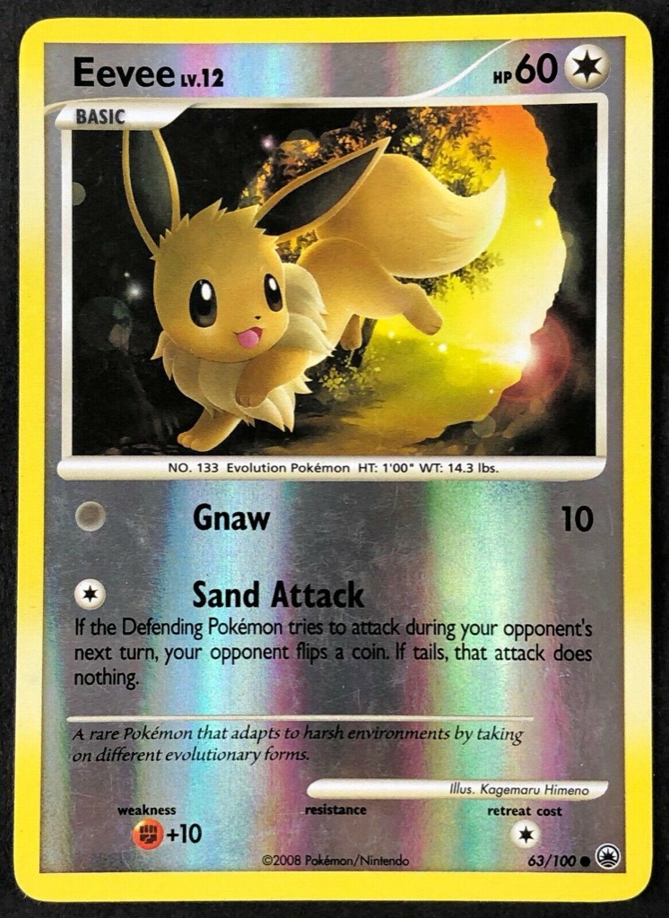 Reverse Holo Eevee 63/100, Majestic Dawn Pokémon card