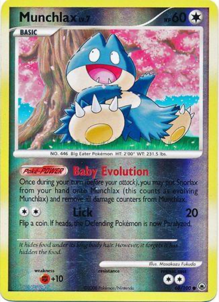 Reverse Holo Munchlax 68/100, Majestic Dawn Pokémon card