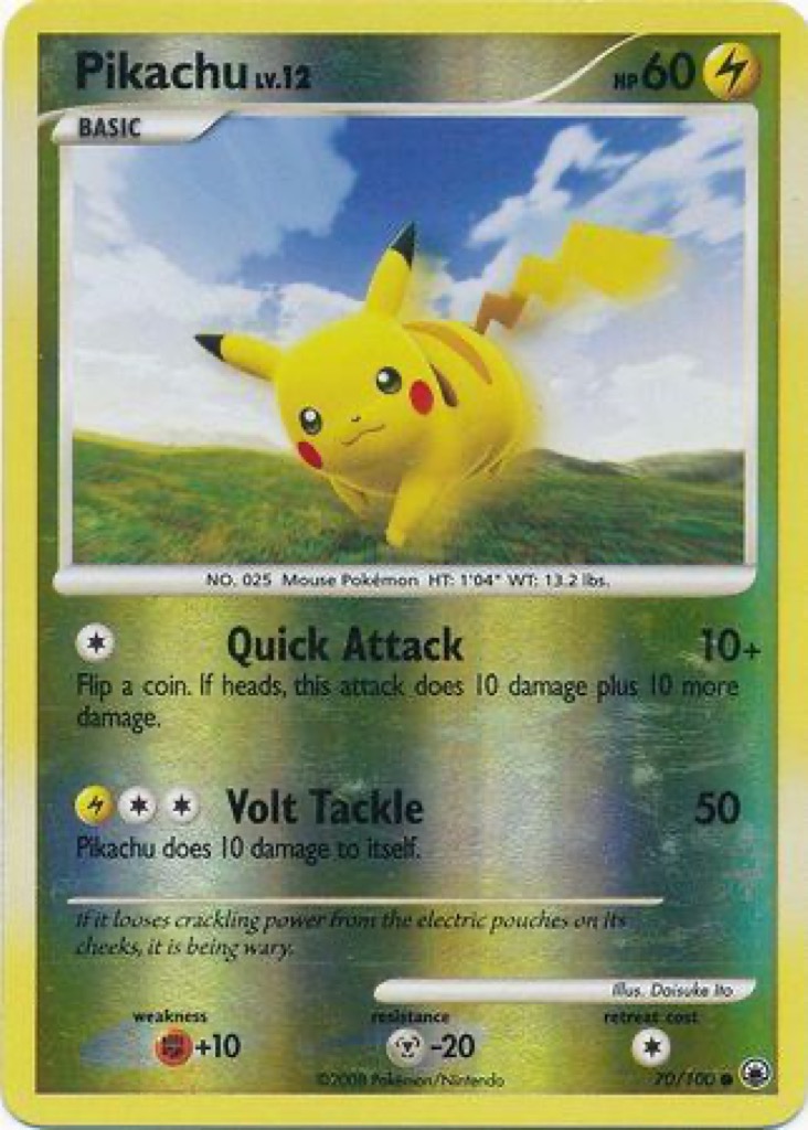 Reverse Holo Pikachu 70/100, Majestic Dawn Pokémon card