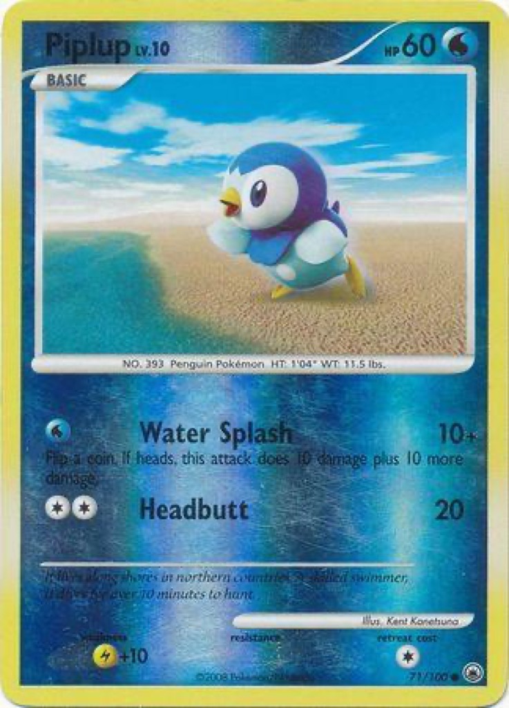 Reverse Holo Piplup 71/100, Majestic Dawn Pokémon card