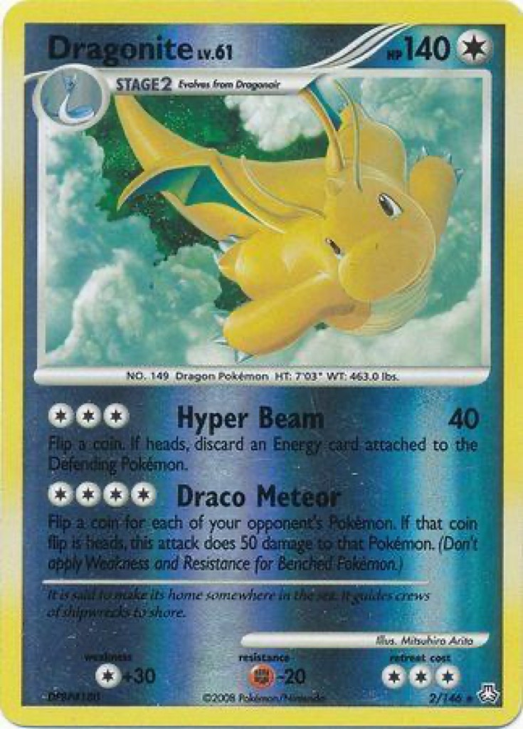 Reverse Holo Dragonite 2/146, Legends Awakened Pokémon card