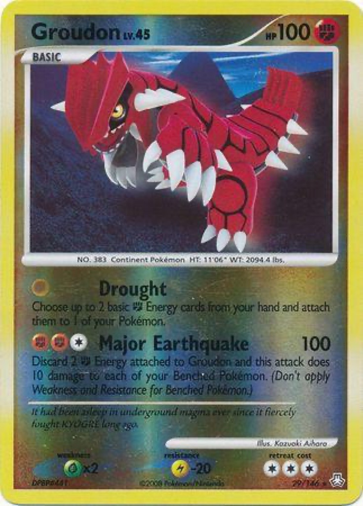 Reverse Holo Groudon 29/146, Legends Awakened Pokémon card