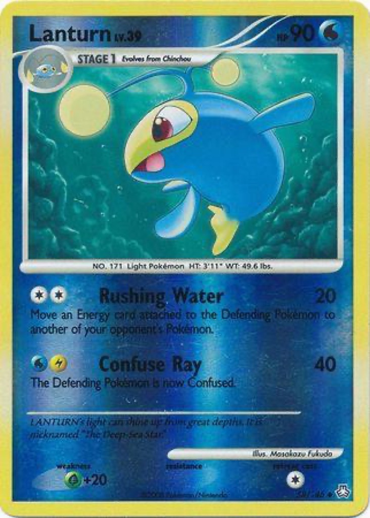 Reverse Holo Lanturn 58/146, Legends Awakened Pokémon card