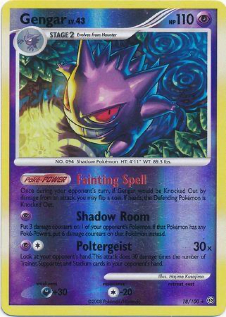 Reverse Holo Gengar 18/100, Stormfront Pokémon card