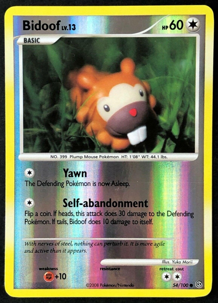 Reverse Holo Bidoof 54/100, Stormfront Pokémon card