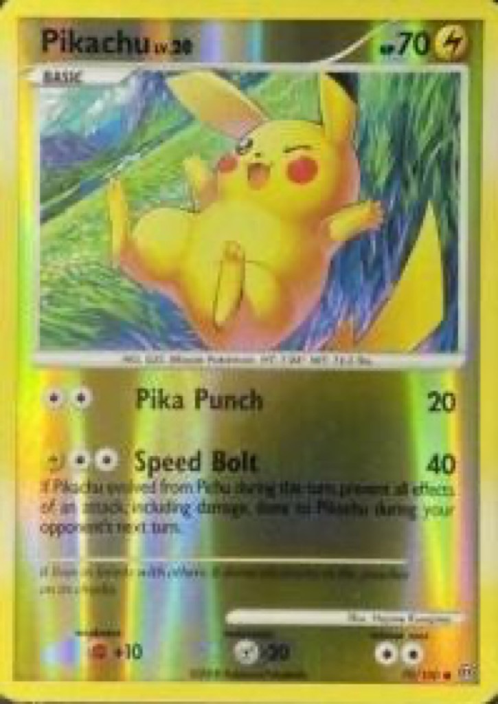 Reverse Holo Pikachu 70/100, Stormfront Pokémon card