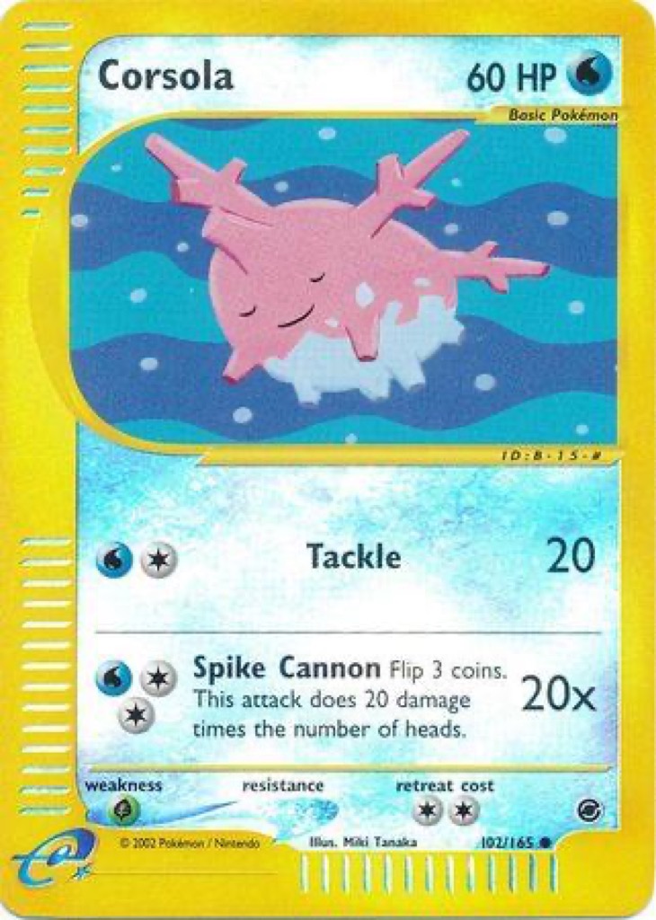 Reverse Holo Corsola 102/165, Expedition Base Set Pokémon card