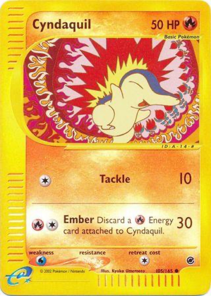Reverse Holo Cyndaquil 105/165, Expedition Base Set Pokémon card