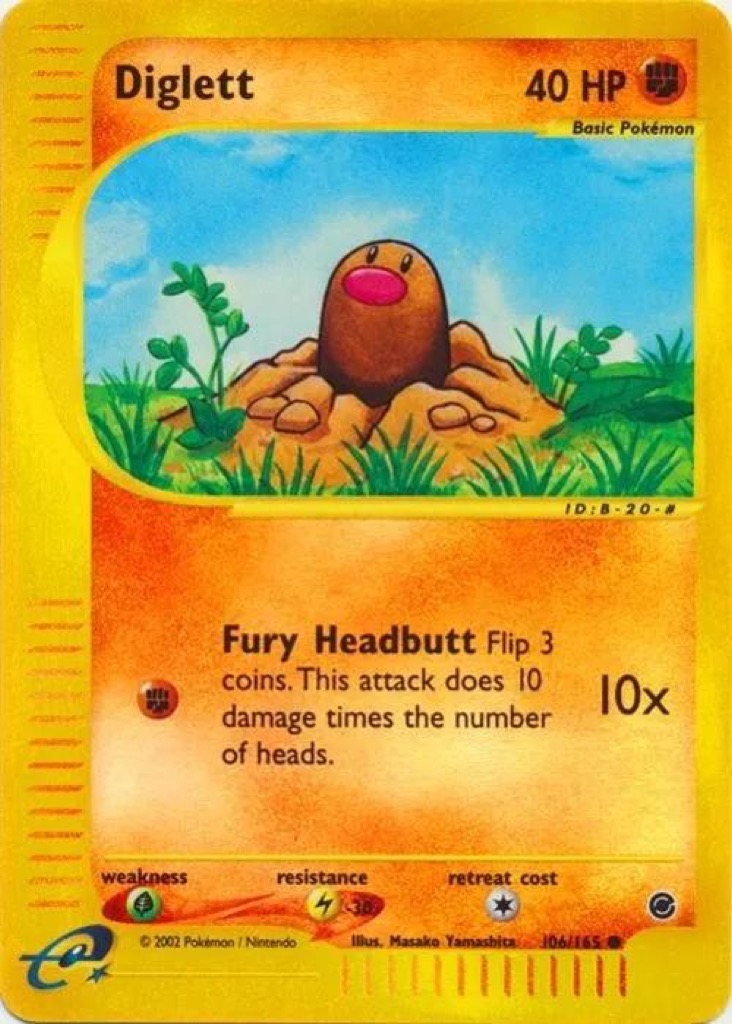 Reverse Holo Diglett 106/165, Expedition Base Set Pokémon card