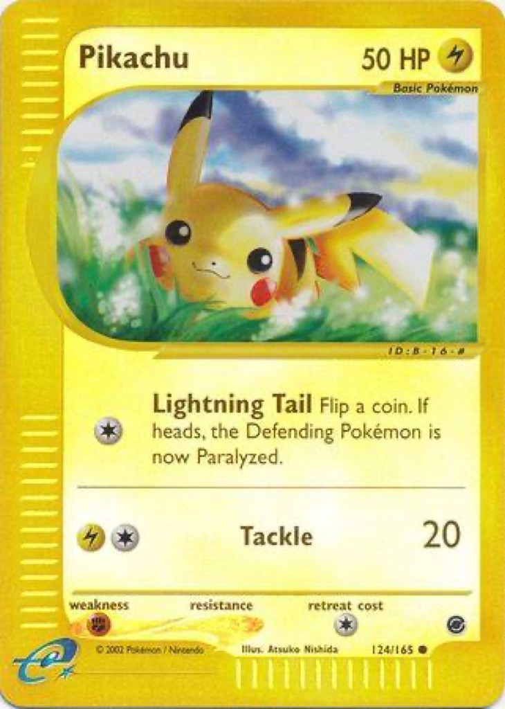 Reverse Holo Pikachu 124/165, Expedition Base Set Pokémon card