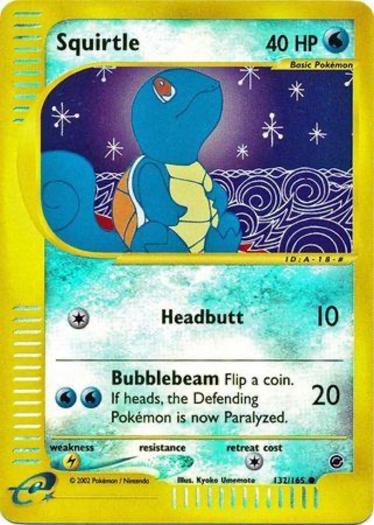 Reverse Holo Squirtle 132/165, Expedition Base Set Pokémon card
