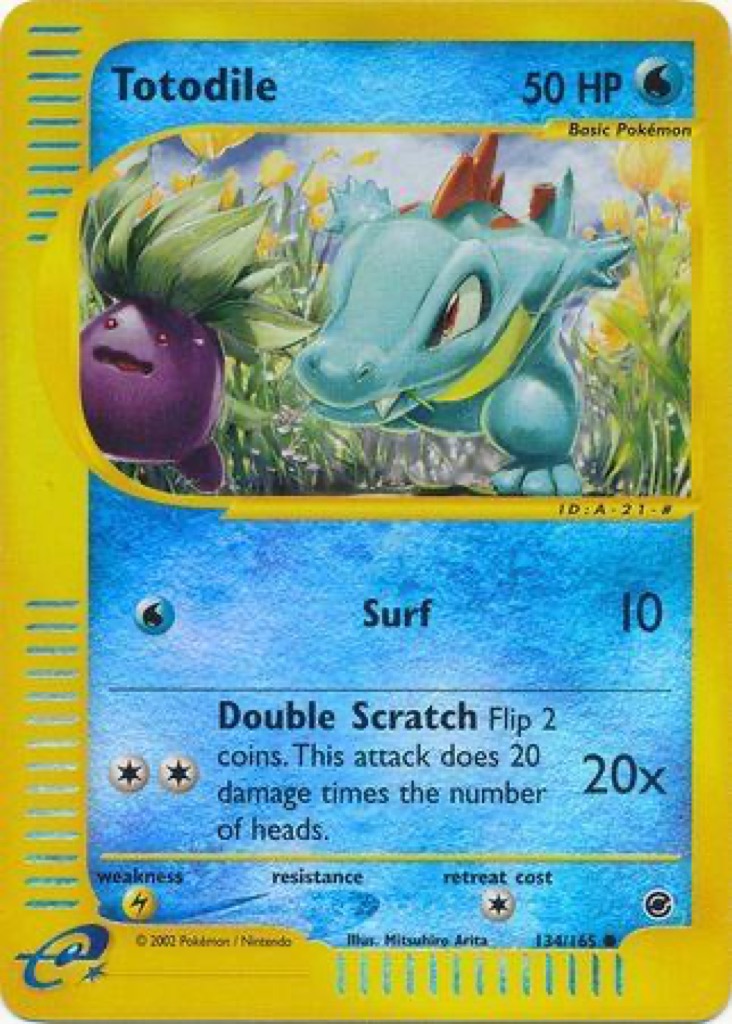 Reverse Holo Totodile 134/165, Expedition Base Set Pokémon card