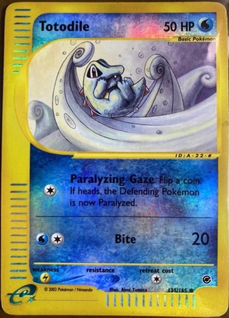 Reverse Holo Totodile 135/165, Expedition Base Set Pokémon card