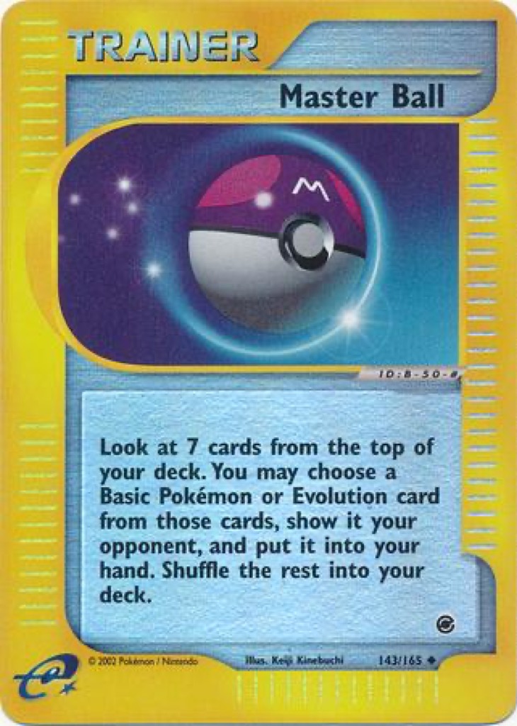 Reverse Holo Master Ball 143/165, Expedition Base Set Pokémon card