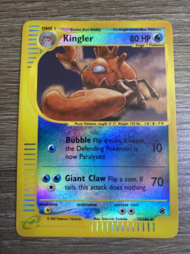 Reverse Holo Kingler 15/165, Expedition Base Set Pokémon card