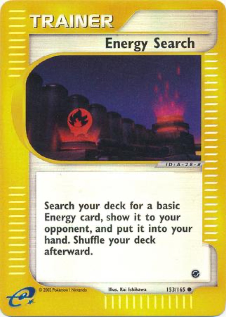 Reverse Holo Energy Search 153/165, Expedition Base Set Pokémon card