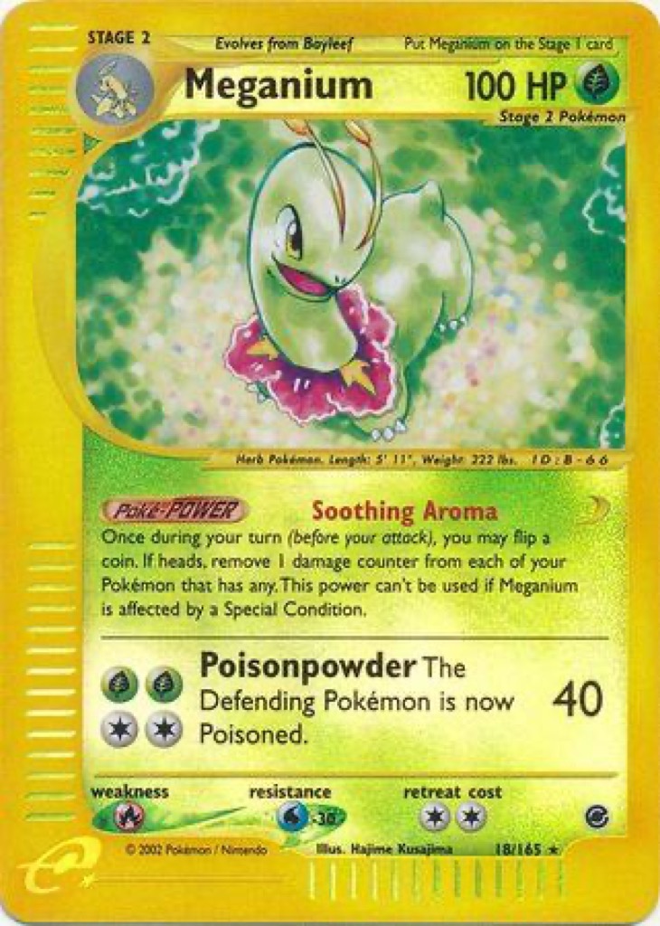 Reverse Holo Meganium 18/165, Expedition Base Set Pokémon card