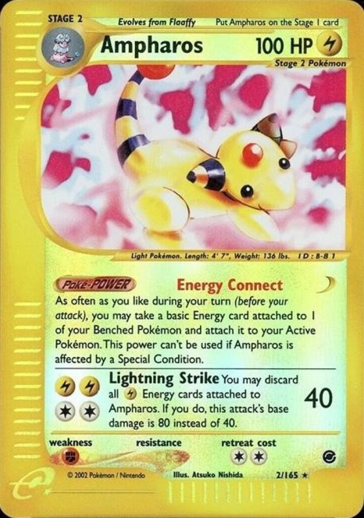 Reverse Holo Ampharos 2/165, Expedition Base Set Pokémon card