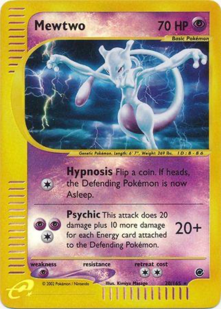 Reverse Holo Mewtwo 20/165, Expedition Base Set Pokémon card