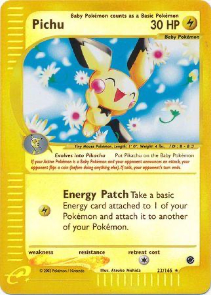 Reverse Holo Pichu 22/165, Expedition Base Set Pokémon card