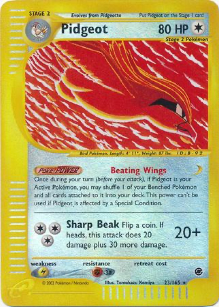 Reverse Holo Pidgeot 23/165, Expedition Base Set Pokémon card