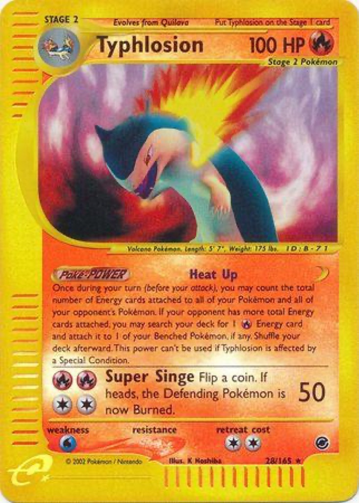 Reverse Holo Typhlosion 28/165, Expedition Base Set Pokémon card