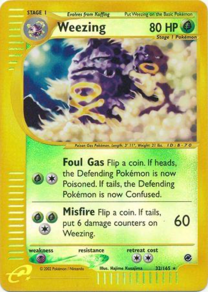 Reverse Holo Weezing 32/165, Expedition Base Set Pokémon card