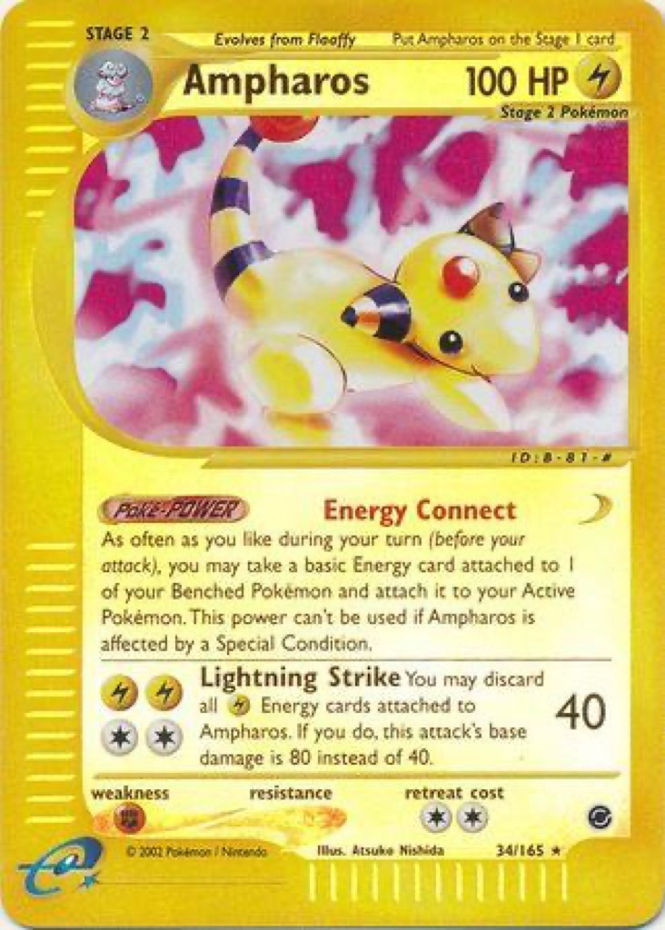 Reverse Holo Ampharos 34/165, Expedition Base Set Pokémon card
