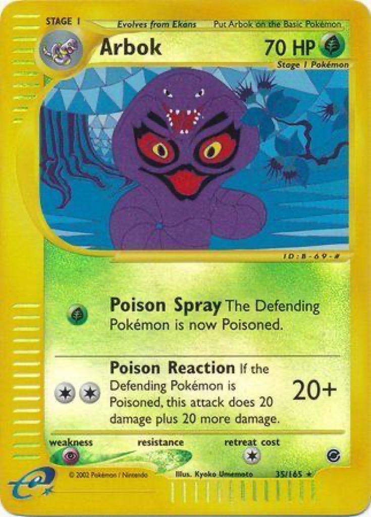 Reverse Holo Arbok 35/165, Expedition Base Set Pokémon card