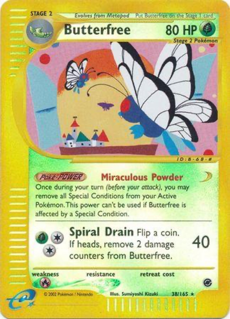 Reverse Holo Butterfree 38/165, Expedition Base Set Pokémon card