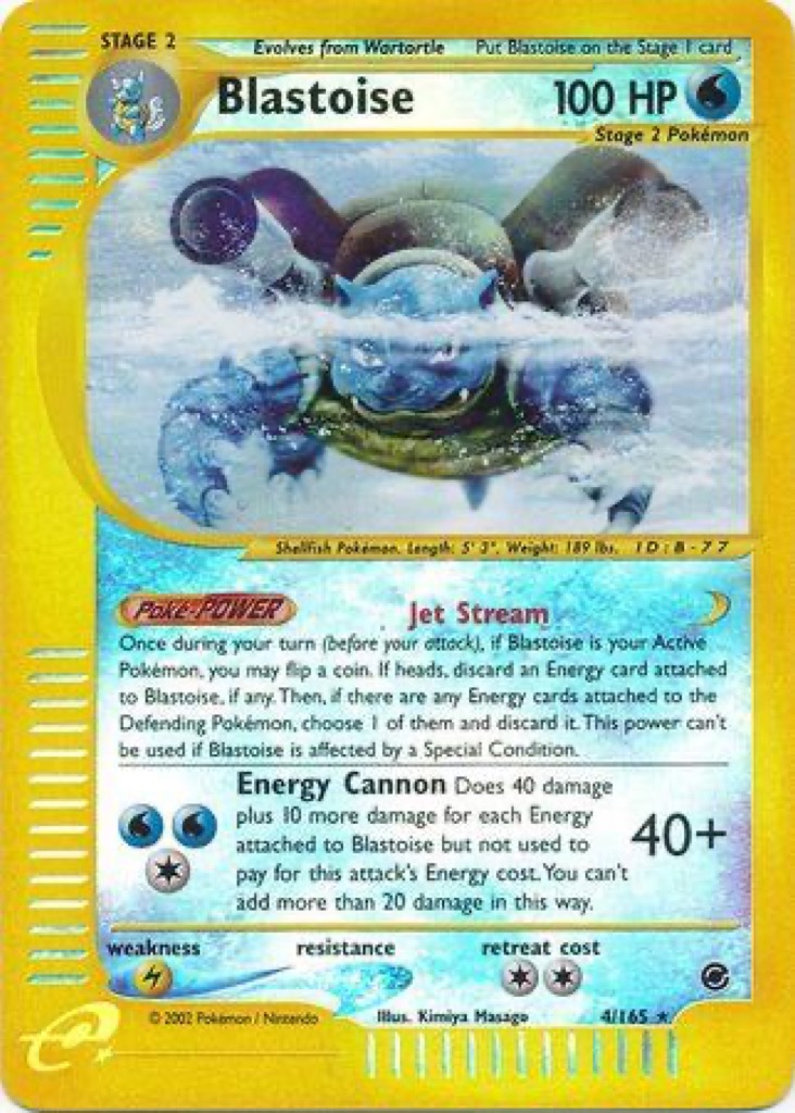 Reverse Holo Blastoise 4/165, Expedition Base Set Pokémon card