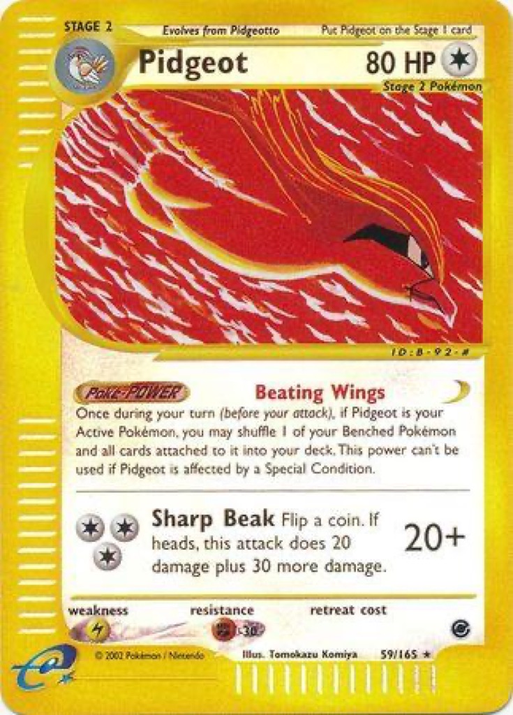 Reverse Holo Pidgeot 59/165, Expedition Base Set Pokémon card