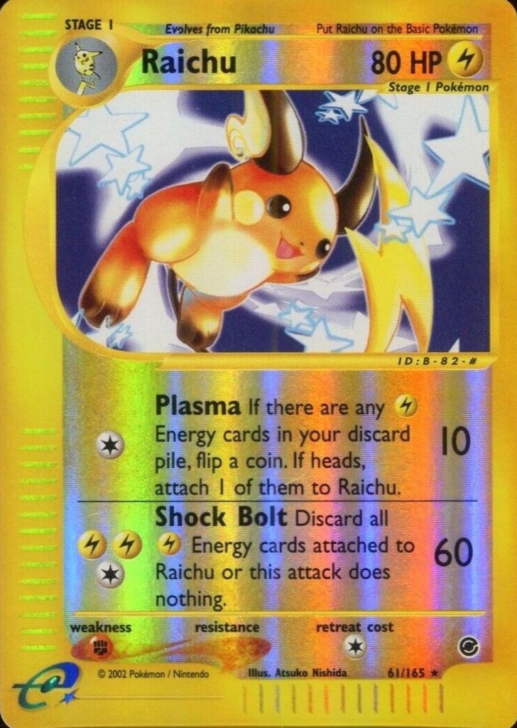 Reverse Holo Raichu 61/165, Expedition Base Set Pokémon card