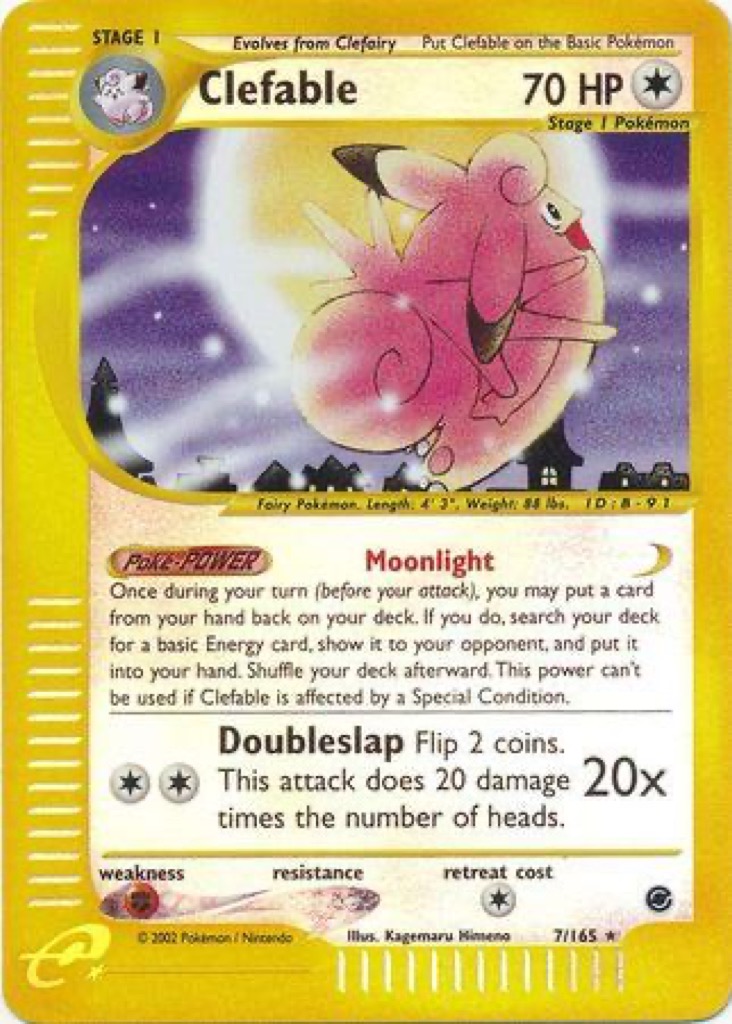 Reverse Holo Clefable 7/165, Expedition Base Set Pokémon card