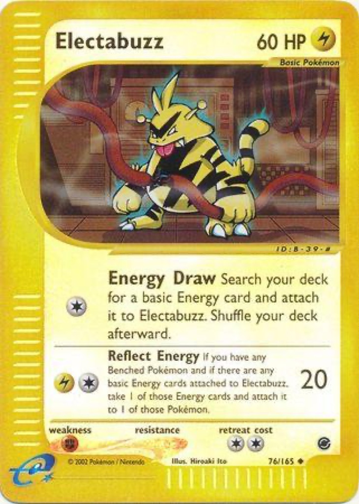 Reverse Holo Electabuzz 76/165, Expedition Base Set Pokémon card