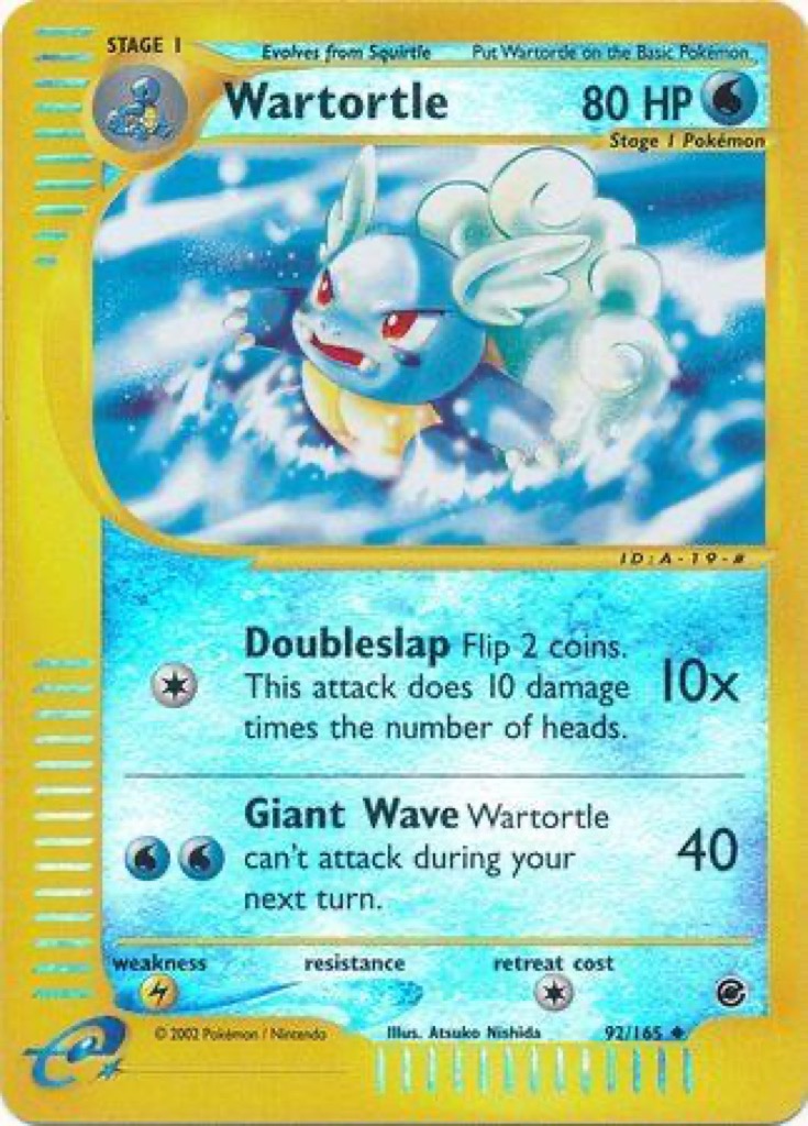Reverse Holo Wartortle 92/165, Expedition Base Set Pokémon card