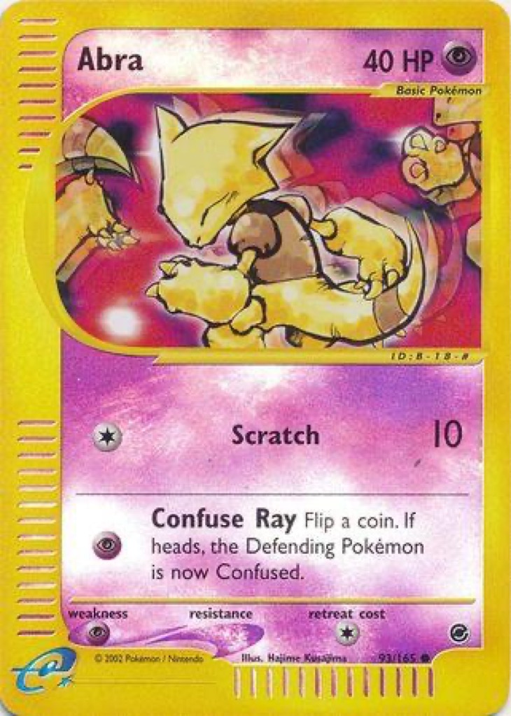 Reverse Holo Abra 93/165, Expedition Base Set Pokémon card