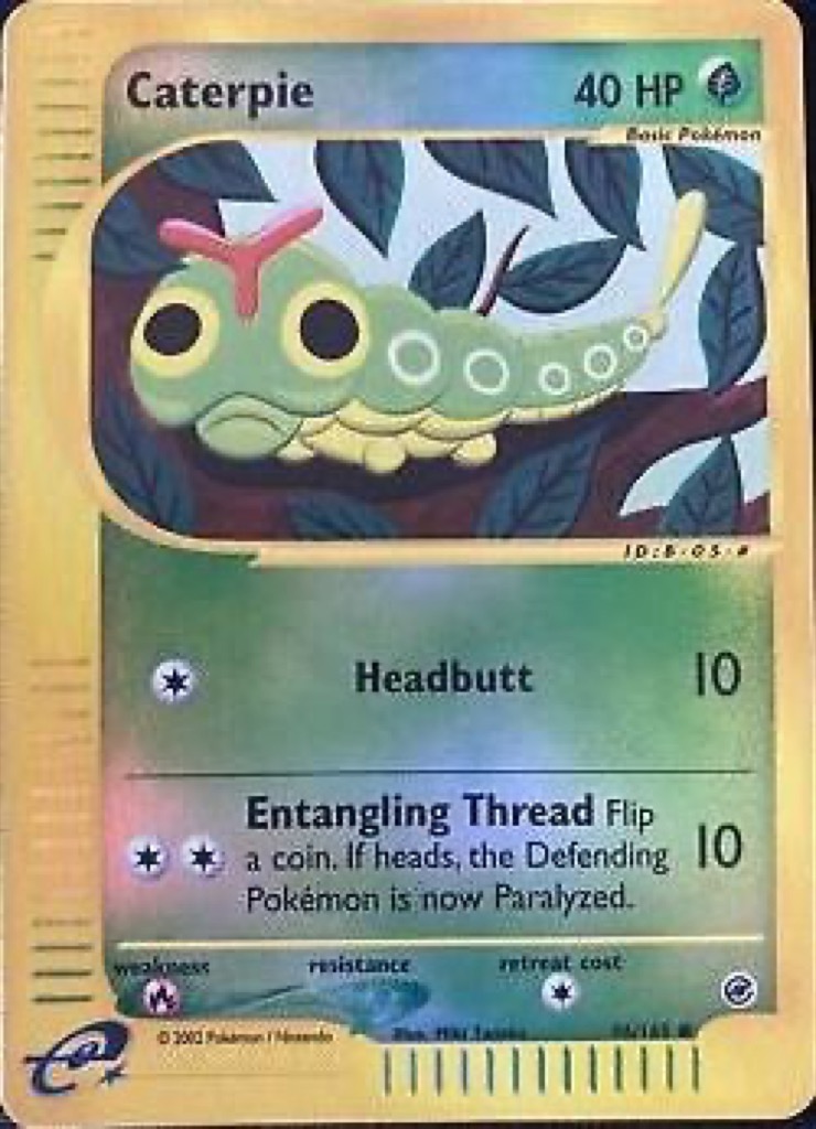 Reverse Holo Caterpie 96/165, Expedition Base Set Pokémon card