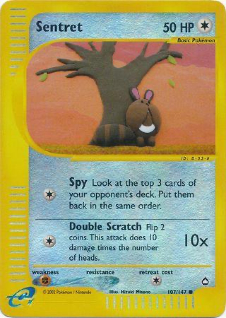 Reverse Holo Sentret 107/147, Aquapolis Pokémon card