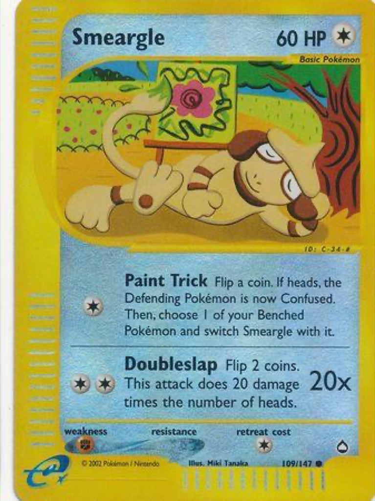 Reverse Holo Smeargle 109/147, Aquapolis Pokémon card